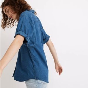 NWT Madewell Denim Blue Button down Chronicle Shirt In XXS